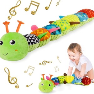 Sumobaby Musical Caterpillar Baby Toy with Teether, Rattle, and Crinkle Sounds
